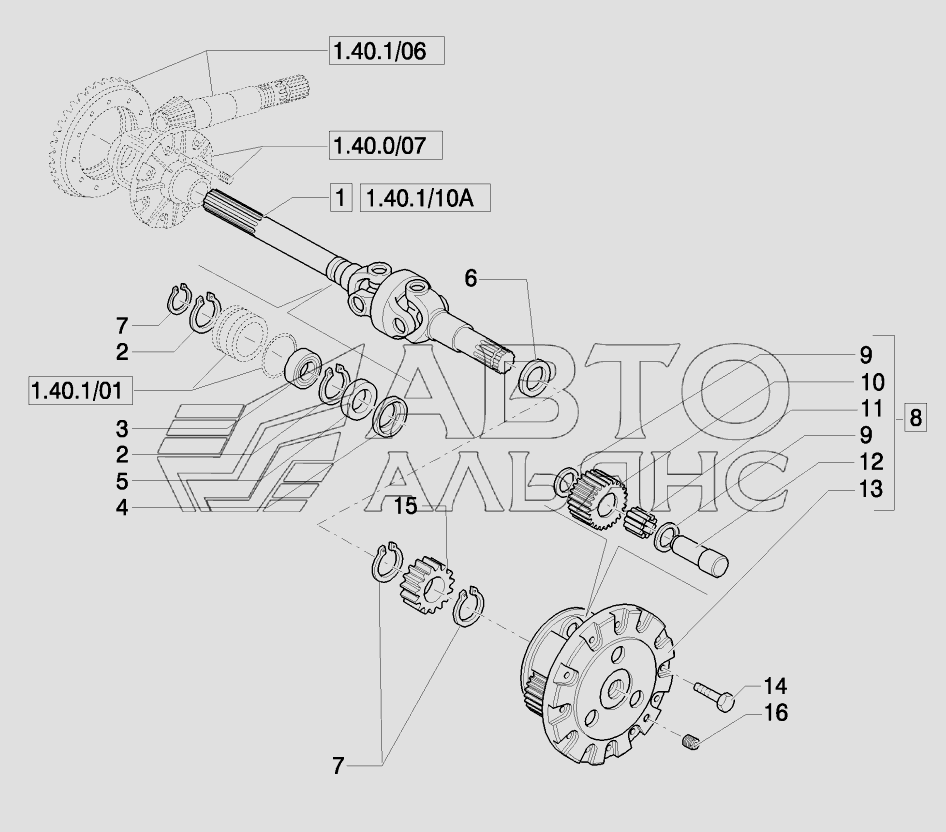 4WD FRONT AXLE WITH SUSPENSIONS,BRAKE,”TERRALOCK” – GEARS AND DIFFERENTIAL AXLE CASE IH Puma-210. Каталог 2010г.