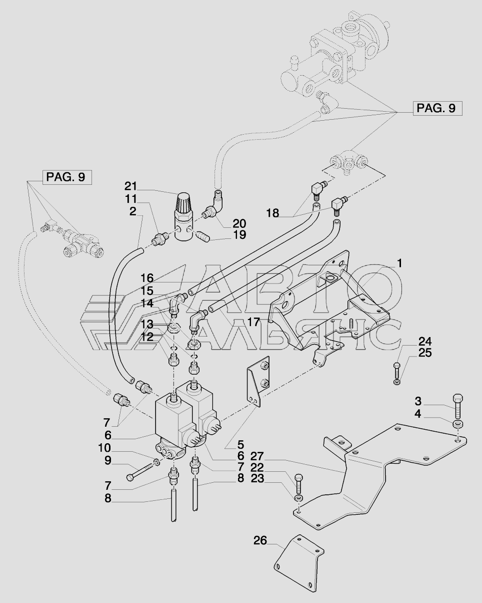 TRAILER AIR BRAKE – CONTROL VALVE AND RELEVANT PARTS CASE IH Puma-210. Каталог 2010г.