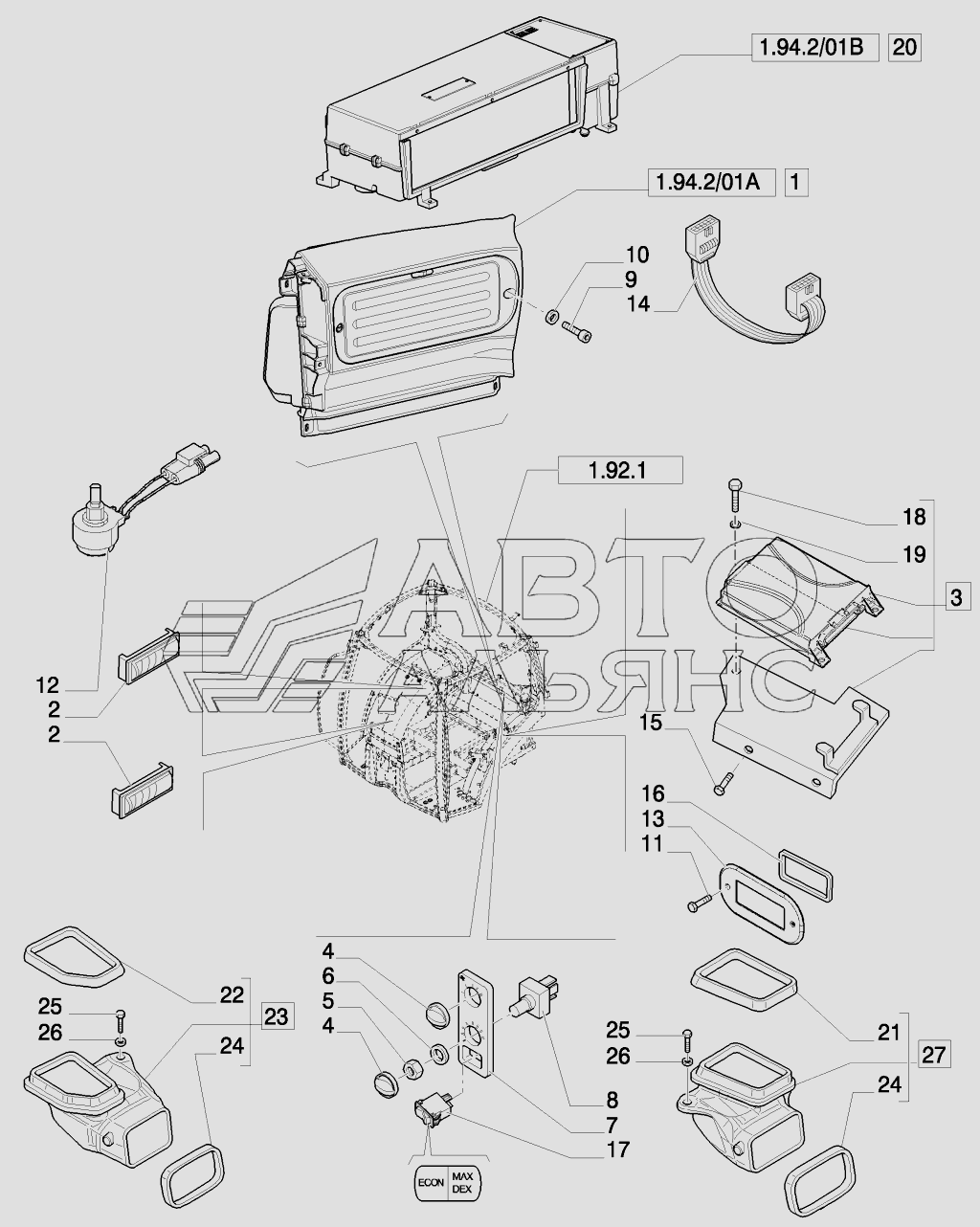 AUTOMATIC CLIMATE CONTROL – VENTILATION DUCTS – D5488 CASE IH Puma-210. Каталог 2010г.