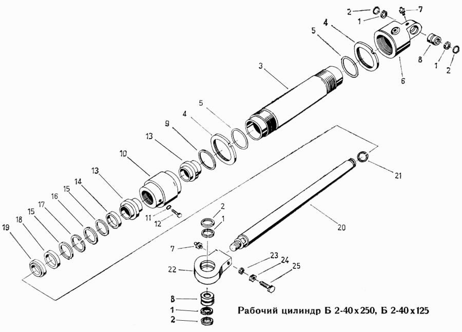 Рабочий цилиндр Б 2-40х250, Б 2-40х125 Fortschritt Е-303