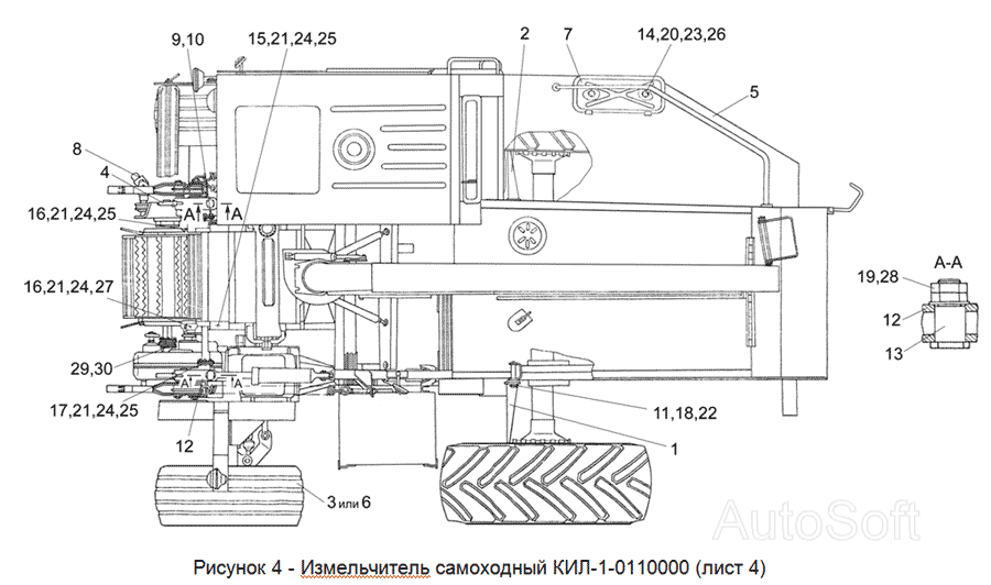 КИЛ-1-0110000 Измельчитель самоходный (общий вид)(лист4) Гомсельмаш КСК-100А-3. Каталог 2005г.