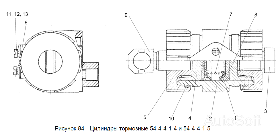 54-4-4-1-4, 54-4-4-1-5 Цилиндры тормозные Гомсельмаш КСК-100А-3. Каталог 2005г.
