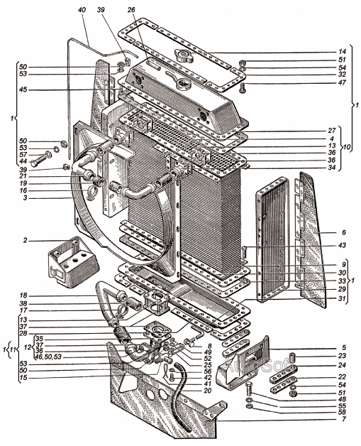 Система охлаждения двигателя ХТЗ Т-150К. Каталог 2004г.