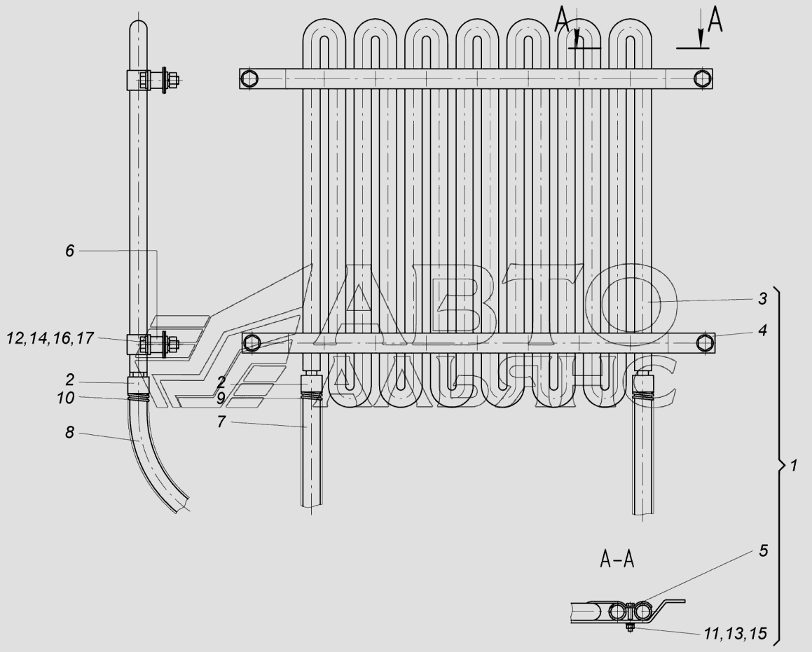 Трубопроводы масляного радиатора ХТЗ Т-151К. Каталог 2006г.