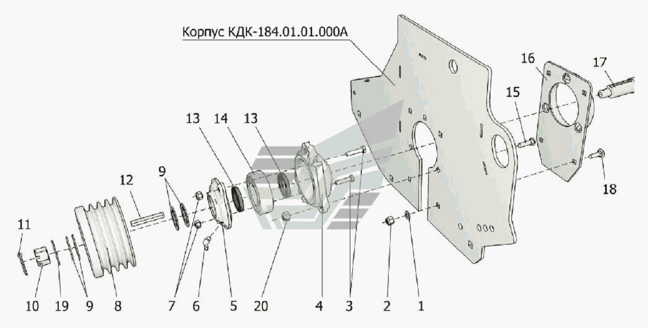 Ротор (левая опора и шкив) Клевер КДК-184. Каталог 2011г.