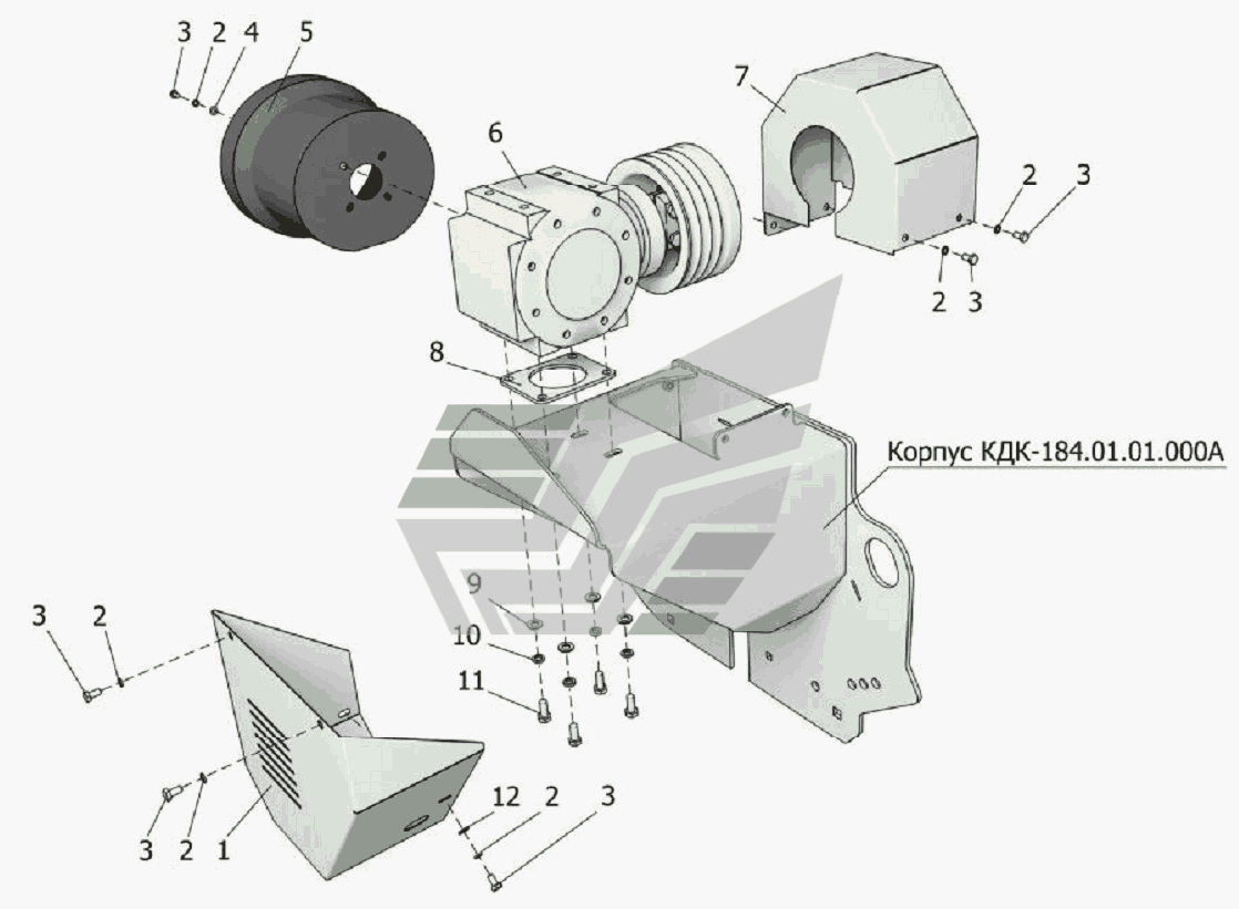 Крепление редуктора и кожухов Клевер КДК-184. Каталог 2011г.
