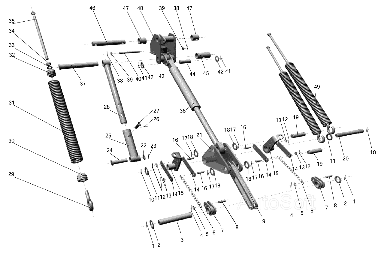 Механизм уравновешивания Клевер Косилка ЖТТ-2,1 (2,4). Каталог 2007г.