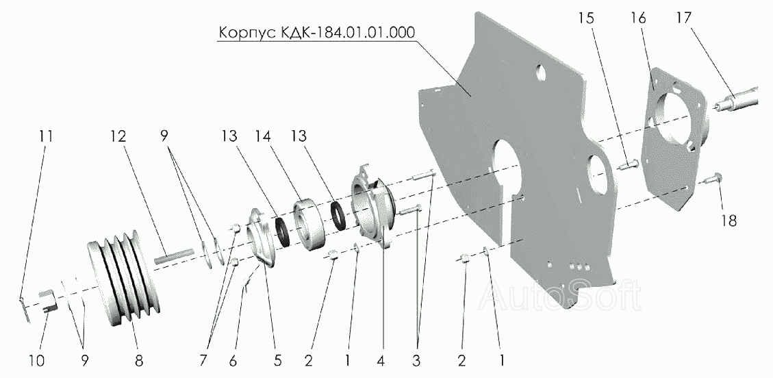 Ротор (левая опора и шкив) Клевер КДК-184 “Cheege”. Каталог 2007г.