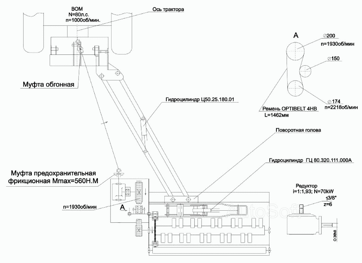 Схема кинематическая Клевер КДК-184 “Cheege”. Каталог 2007г.