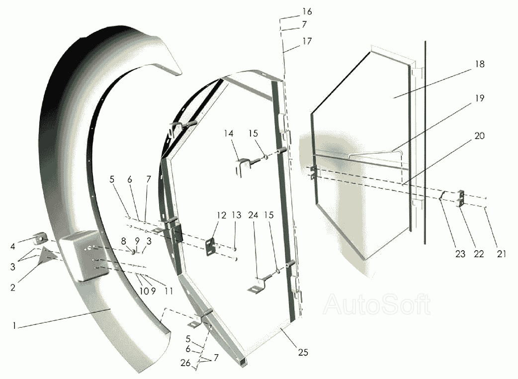 Ограждение заднее левое Клевер ППР-120 “Pelikan”. Каталог 2007г.