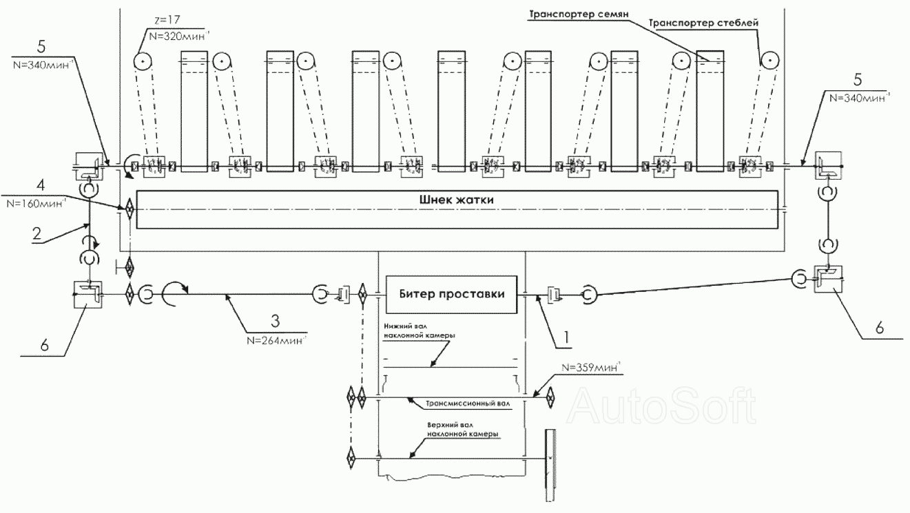 Кинематическая схема Клевер ПСП-10МГ “Falcon”. Каталог 2007г.