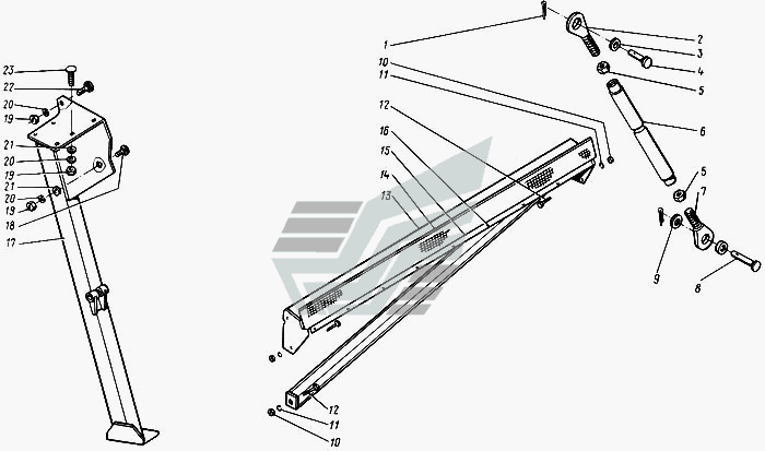 Связь корпуса молотилки КД 2-33. Подкос левый КДМ 0-12. Подкос правый КДМ 0-53В КЗК Енисей 1200