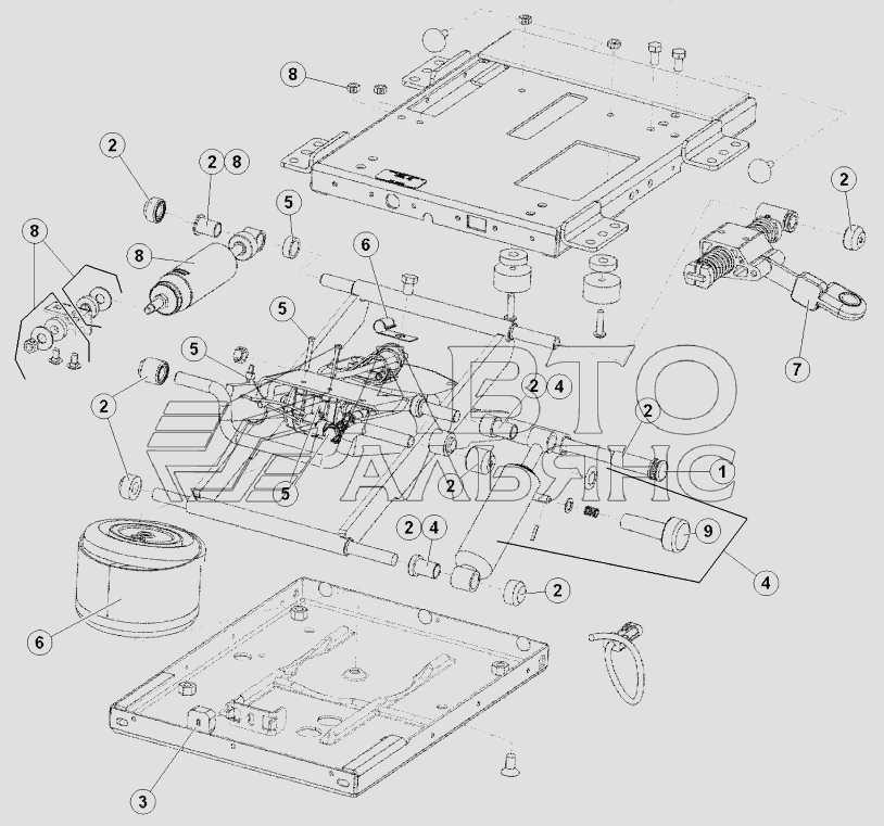 Подвеска и внутренние компонениты сидения MacDon-M105. Каталог 2011г.