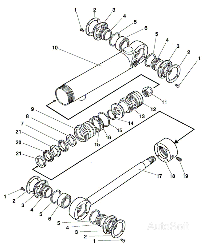 Гидроцилиндр Ц63 (63×30-200) МТЗ-1021.3. Каталог 2010г.