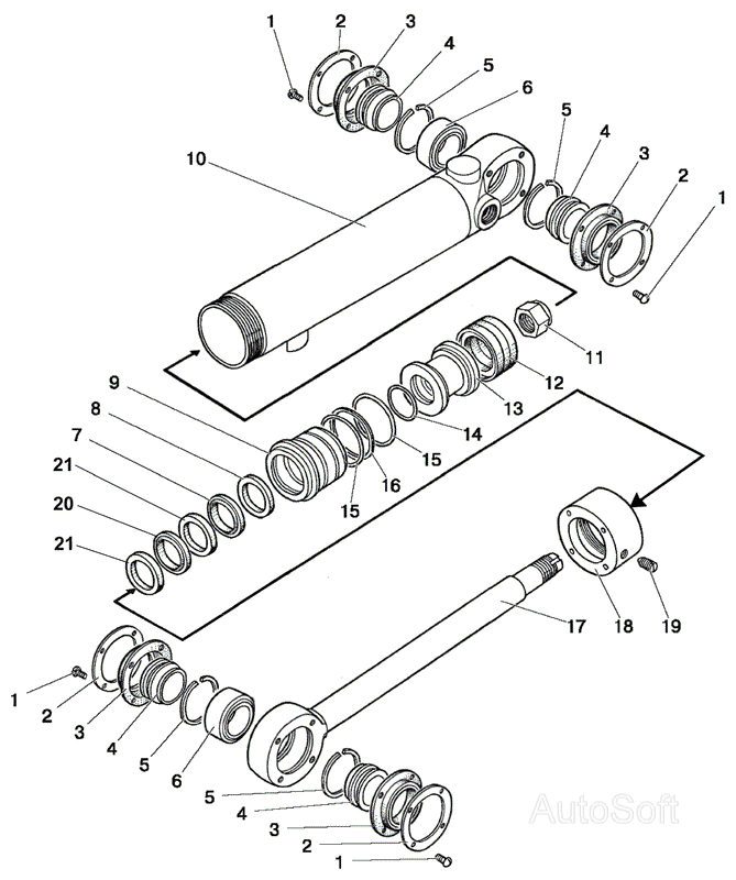 Гидроцилиндр Ц63 (63×30-200) МТЗ-1025.4. Каталог 2009г.