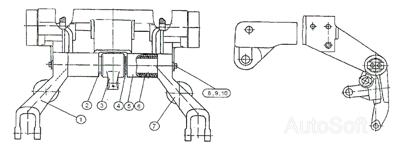 Узлы и элементы переднего навесного устройства МТЗ-1222/1523. Каталог 2009г.