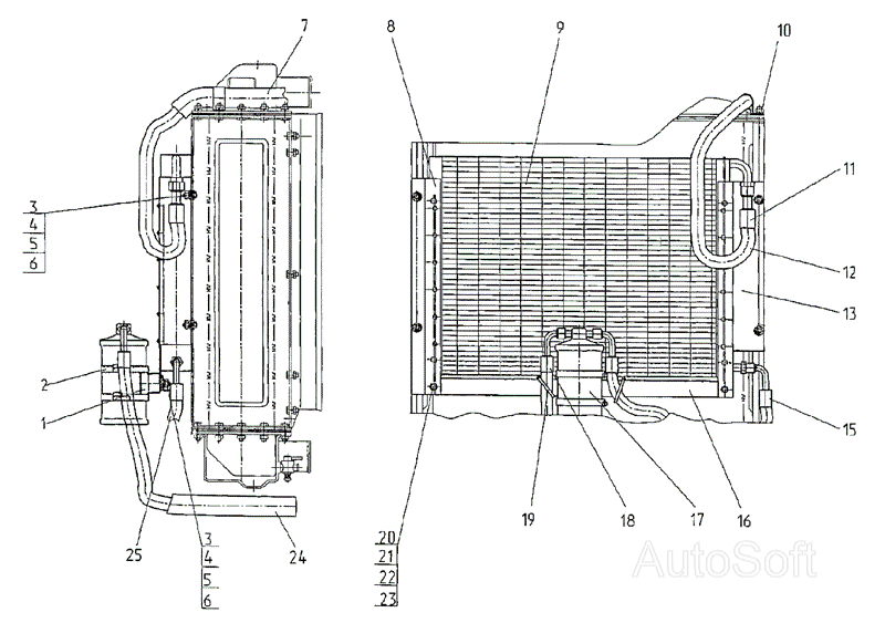 Установка конденсатора и ресивера МТЗ-1222/1523. Каталог 2009г.