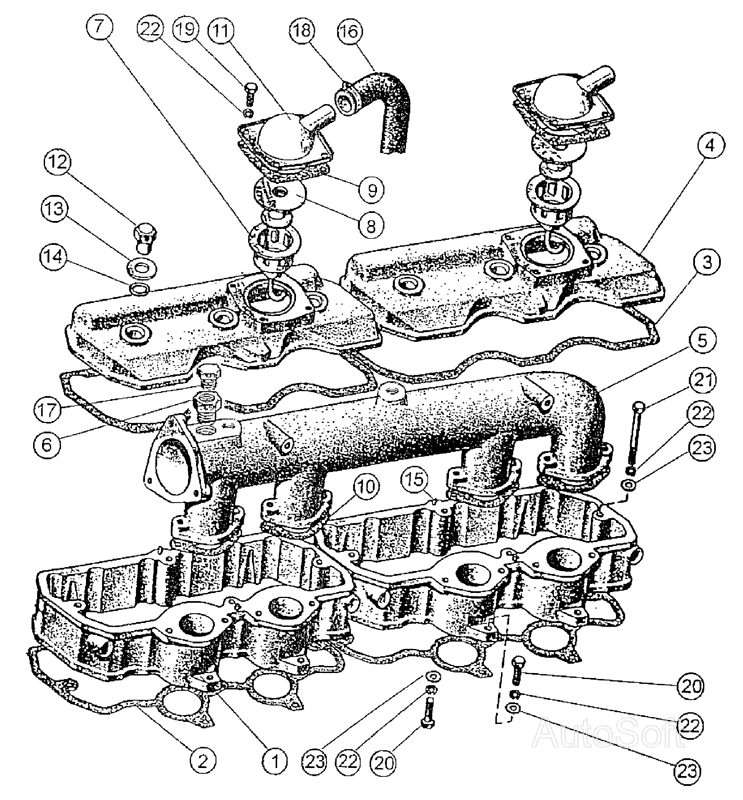 Крышки головок цилиндров, коллектор и сапуны МТЗ-1222/1523. Каталог 2009г.
