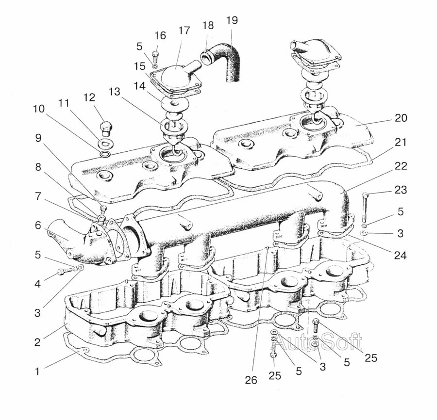 Крышки головок цилиндров, коллектор и сапуны (1522) МТЗ-1523. Каталог 2008г.