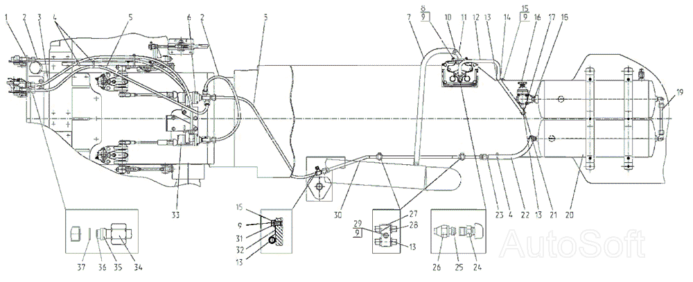 Пневмопривод тормозов прицепа (комбинированный) МТЗ-2522. Каталог 2010г.