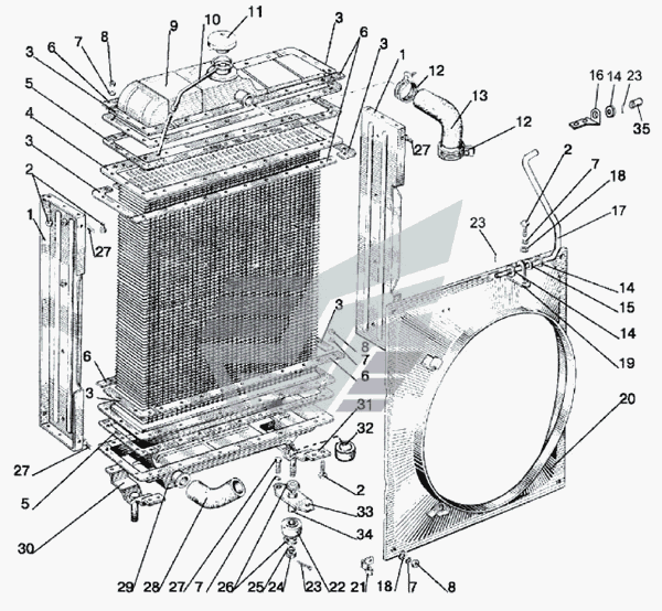 Радиатор водяной. Подвеска радиатора водяного МТЗ-510/512, 520/522. Каталог 2010г.