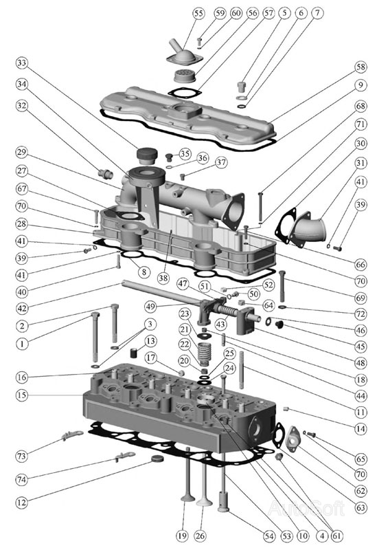 Установка головки цилиндров и впускного тракта МТЗ-90/92. Каталог 2008г.