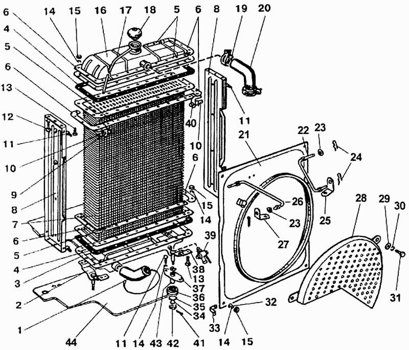 Радиатор водяной. Подвеска водяного радиатора. Шланги системы охлаждения МТЗ-900