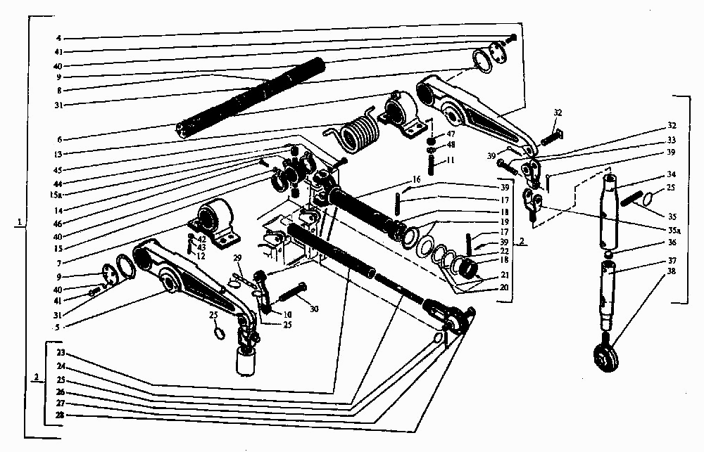 Механизм навески (верхняя часть) ПТЗ K-744P1. Каталог 2001г.