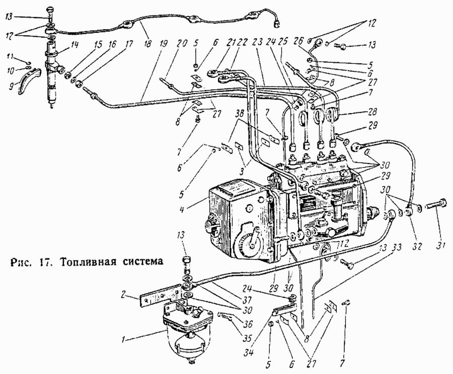 Топливная система ВгТЗ ДТ-75М. Каталог 1996г.