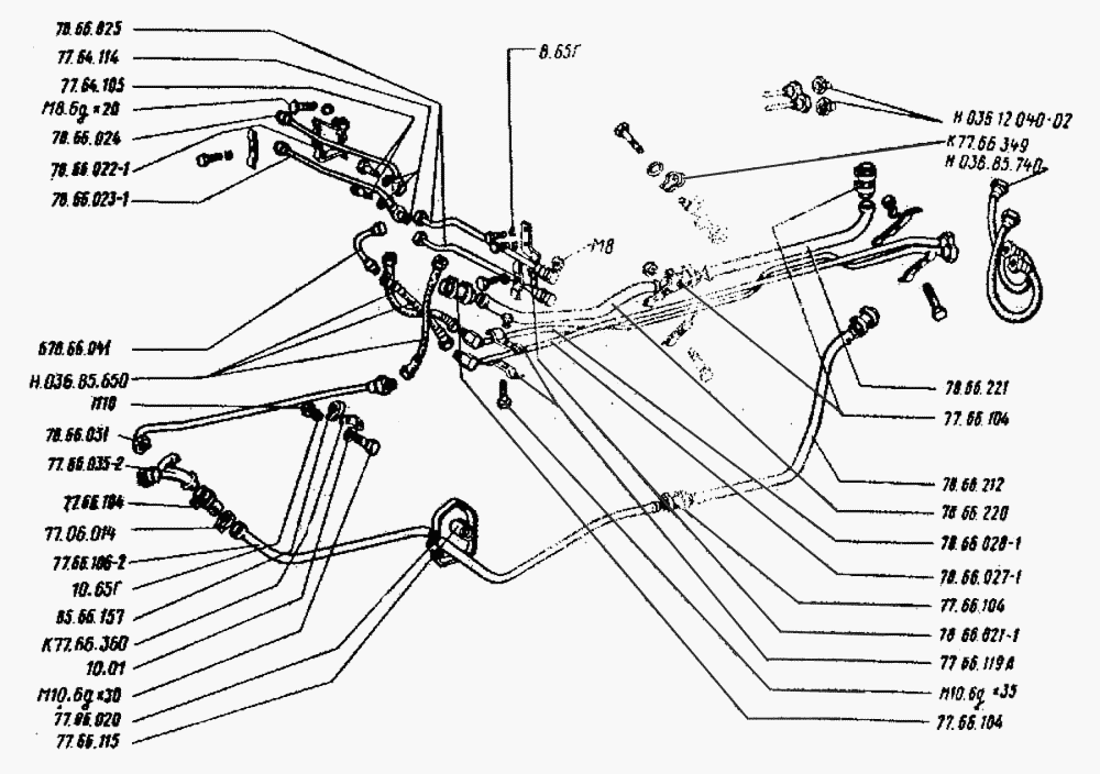 Маслопроводы гидросистемы ВгТЗ ДТ-75Н. Каталог 1987г.