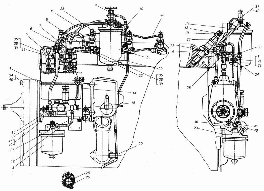 Топливная система дизеля СМД-14НГ ВгТЗ ДТ-75В, ДТ-75БВ, ДТ75Н