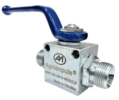 Кран гідравлічний 27х27 (М22х1, 5 - М22х1, 5) 2-х ходовий кульовий - Фото 1