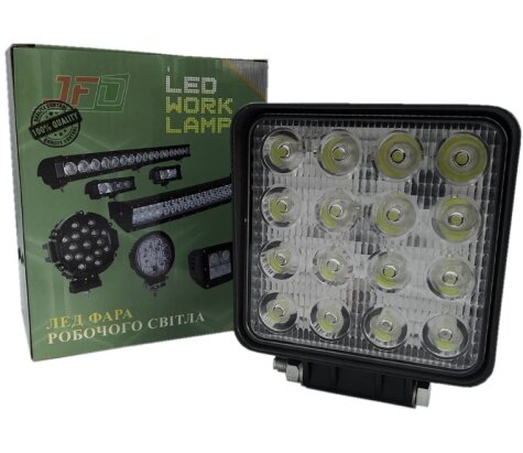 Фара LED квадратная 48W/30 (16х3W) узкий луч 3120 lm b=57мм (JFD-1051) - Фото 1