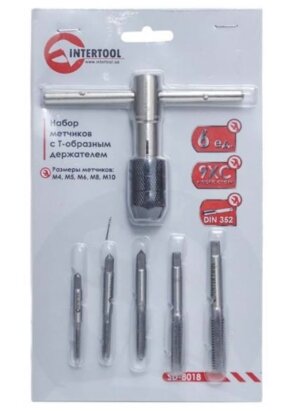 Набір SD-8018 (6шт) мітчиків з Т-тримачем (INTERTOOL) - Фото 1