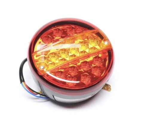 Ліхтар LED задній ДК3701 (12/24В) круглий червоно-помаранчевий габаритів та підсвічування номера - Фото 1
